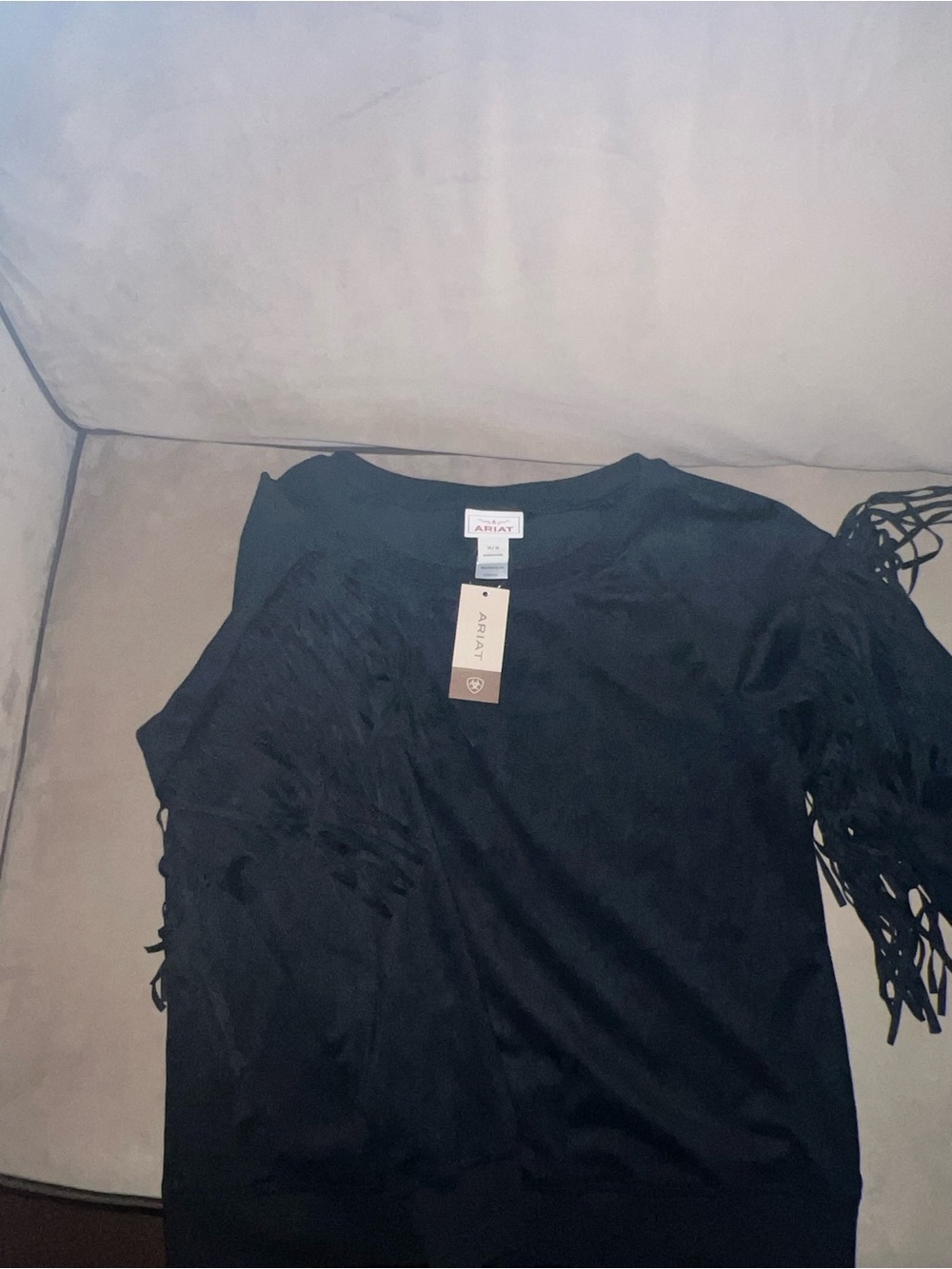 Black Ariat Western Mid LayerWomen’s Fringe Sleeve Top